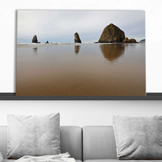"Haystack Rock, Cannon Beach, Oregon, USA" Print On Canvas