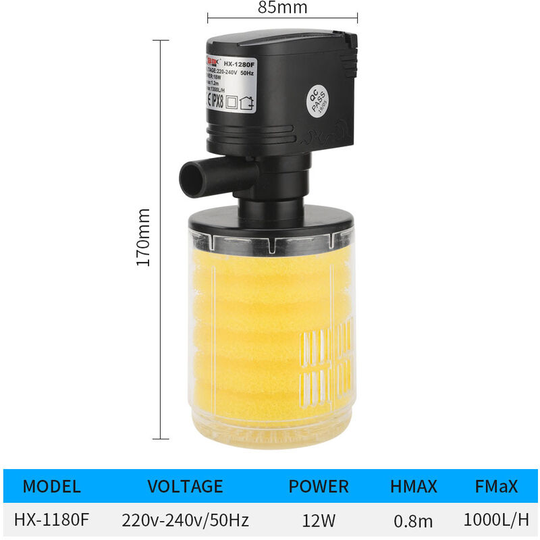 Fish Tank Pump Triple Dive Pump Aquarium Fish Tank Small Quiet Pump Built-in 3-in-1 Filter Aeration Pump, Filtration, Oxygen Injection