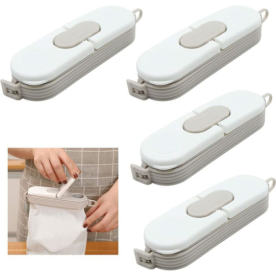 Perle Rare - Double Head Food Sealer Pouch - Sealing Clip Clamp with Lid Food Storage Clips Airtight Storage of Snacks Cereals Coffee Spices Nuts, 6