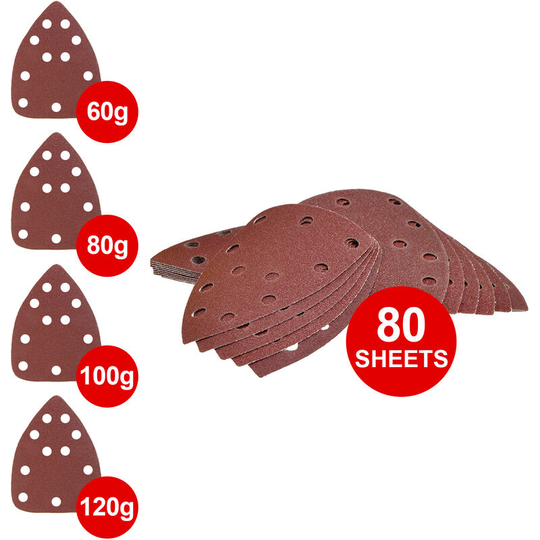 Wolf - 80 Pack Mixed Grit Triangular Sanding Sheets