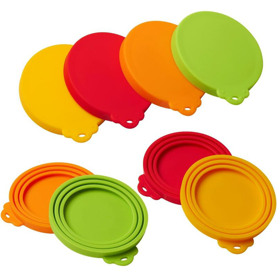 Silicone Pet Can Covers Lids-4 Pack Pet Cat Food Top One Size Fits All Standard Size Dog and for Universal Silicone Case Lid