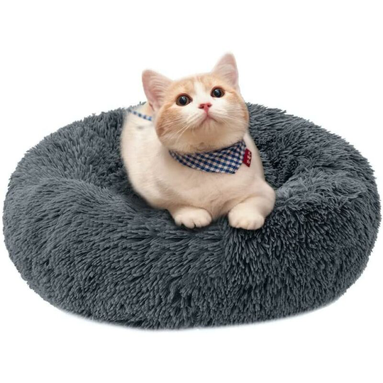 Round Dog and Cat Basket Soft and Comfortable Plush Donut Cat Soft Warm Puppy Bed for Winter Sleeping
