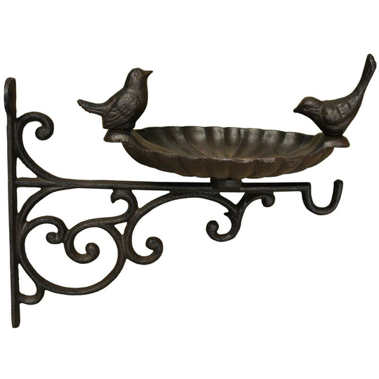 Selections - Venus Cast Iron Wall Mounted Bird Bath Feeder with Hanger
