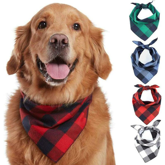 4pcs Classic Plaid Cotton Bandana Bandana Dog Cat Triangle Scarf Pet Grooming Accessories