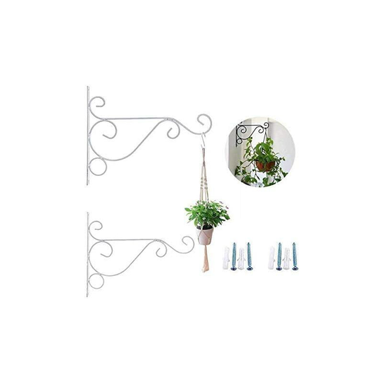 LangRay 25cm Lantern Hook Iron Hanging Plant Holder Decorative Wall Planter Hanging Hooks with Black Screws for Bird Feeder Lanterns Wind Chimes (Set