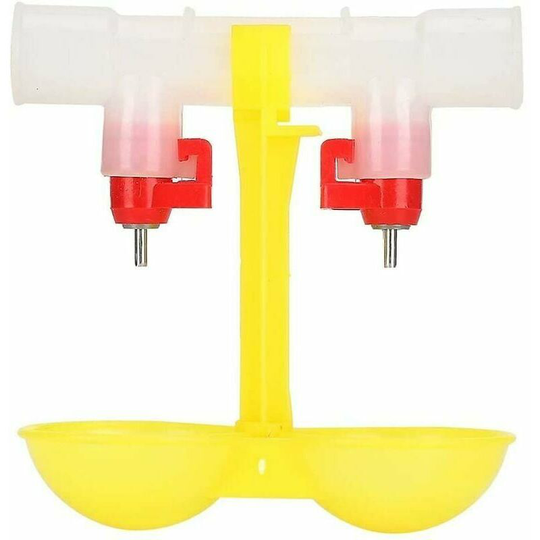 10 Pack Poultry Waterer Double Cup Hanging Chicken Drinker Chicken Drinker Equipment Quail Feeder(g3/4) - Deckon