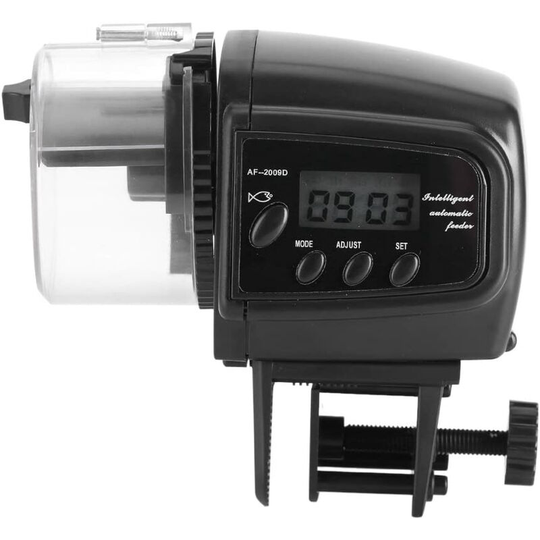 AF-2009D Automatic Fish Feeder, Digital lcd Display Electronic Fish Feeder Dispenser Timer Aquarium Auto Fish Food Feeder,1pc,Black