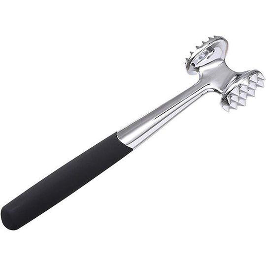 Litzee - Stainless Steel Tenderizing Mallet, Heavy Duty Double Sided 14 Spikes and 34 Spikes, 22cm Heavy Duty Double Sided Hammer, Manual Tenderizer