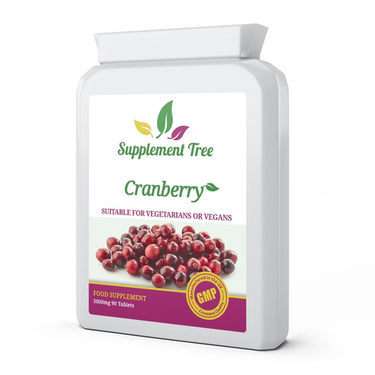 Cranberry 5000mg 90 Tablets - Supplement to Support a Healthy Urino-Genital Tract, Kidneys and Bladder - UK Manufactured GMP Guaranteed Quality