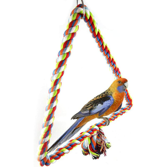 Bird Triangle Rope Swing Colorful Perch Chewing Toy for Parrots Budgie Parakeet Cockatiel Cockatoo (s)