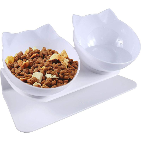 Double Raised Cat Bowl, Pet Feeder for Cats and Small Dogs