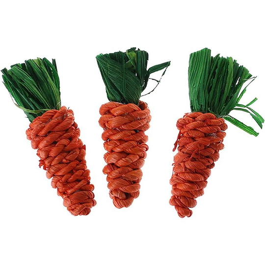 Set of 3 Carrot Chew Toys, Chew Toys for Rabbits, Chinchillas, Guinea Pigs, Hamsters and Other Small Pets m