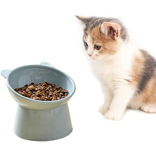 Cat Bowl Dog Bowl Raised Cat Bowl, Anti Vomiting Cat Bowl, Non-Slip Food and Water Bowl, for Flat Face Cat Small Dog (Blue)