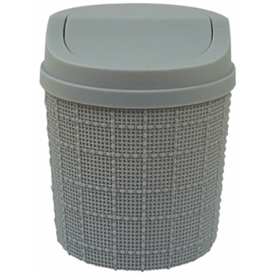 Table Trash Can with Swing Lid - 85g - Compact Design - for Bathroom - Gray - 11.5 x 16 cm