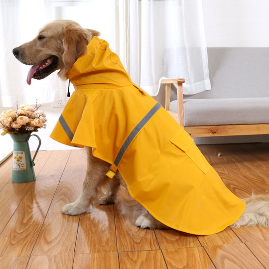 Large Dog Raincoats with Reflective Strip Hood, Dog Rain Poncho Jacket (1 Pack, Yellow, XL)