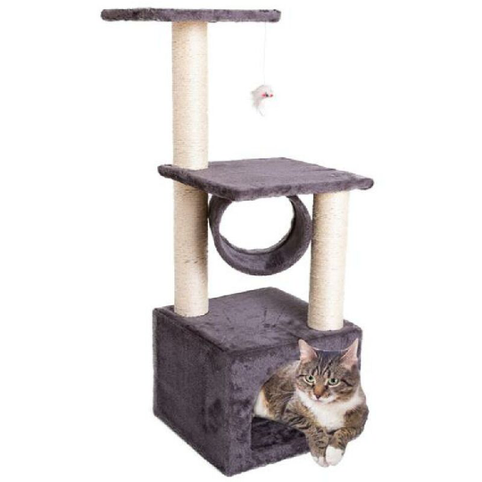90 cm Cute Sisal Rope Cat Tree For Indoor Cats Multi-Activity House Baskets Ladder Scratch Post grey - Grey