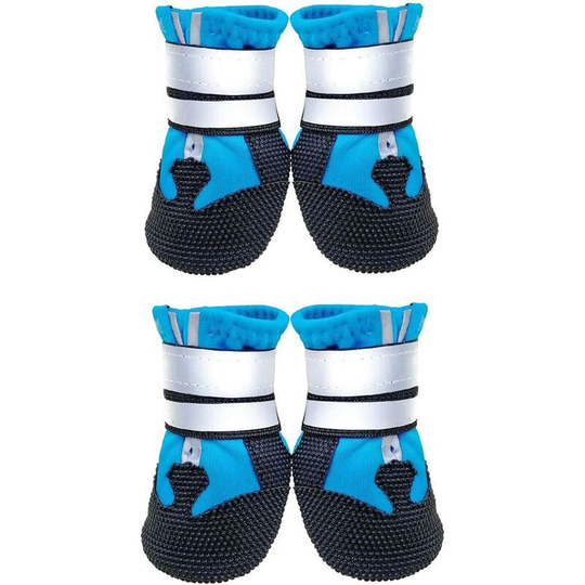Protective Dog Boots, Set of 4 Waterproof Dog Shoes with Safe Reflective Straps, Paw Protectors for Small, Medium and Large Dogs Blue+Black (m)