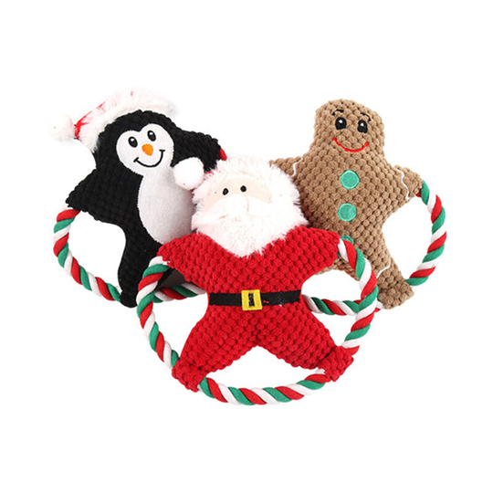 FVO - 43 Pack Christmas Plush Dog Toys Puppy Interactive Toy Plush Chew Toys Included Ginger Man Reindeer Santa Claus Snowman Pet Healthy Chew Habbit