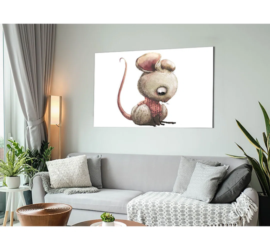 The Little Mouse Crouching - Unframed Graphic Art on Metal