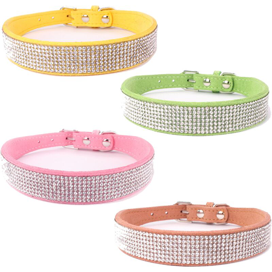 4 Pieces Dog Collar With Bow Adjustable Rhinestone Crystal Dog Collar For Dogs And Cats