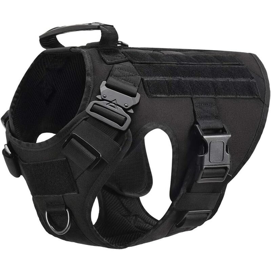 Tinor - Tactical Dog Harness Elastic Vests Tension-Free Military Working Dog Ring Training with Metal Handle and Buckles for Hiking Hunting (Black, m)