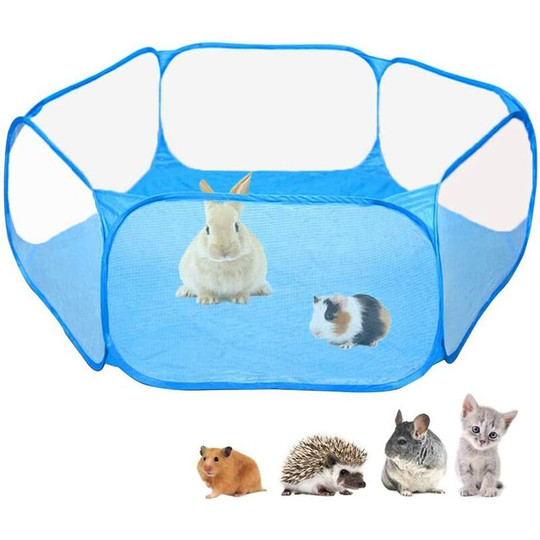 Small Animal Cage Tent, Transparent Barrier for Pet Playpen, Portable Garden Fence for Guinea Pigs, Rabbits, Chinchillas and Hedgehogs