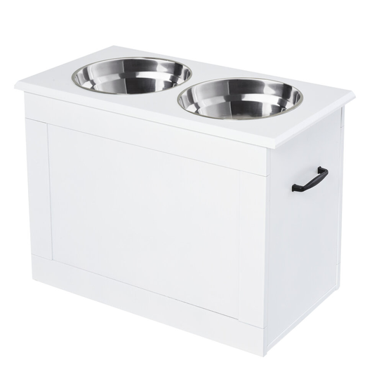 PawHut Raised Dog Bowls w/ Storage Function Stainless Steel Bowl