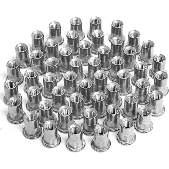 Litzee - 80 bcc Rivets Stainless Steel Rivet Nuts, Stainless Steel Flat Head Threaded Nuts Assortment, Nuts for Fitting Tool Fittings(M4+M5+M6+M8)