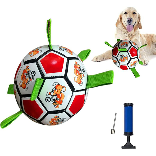 Soekavia - Dog Toys, Toy Balls for Dogs, Dog Football Toys with Grab Tabs for Indoor Outdoor Garden Water Beach Play Tug, Interactive Dog Toys For
