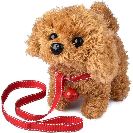 Plush Husky Dog Toy Interactive Electronic Puppy Pet Dog - Walking, Barking, Tail Wagging, Stretching Pet for Kids (Poodle Dog)