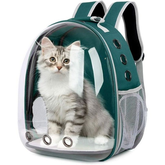 Litzee - Pet Backpack Portable Pet Backpack Clear Pet Travel Backpack Breathable Space Capsule, Green