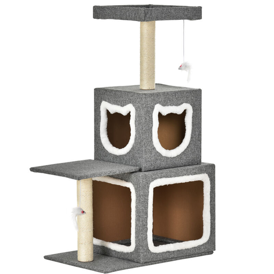 Cat Tree 106cm Cat Tower Activity Centre with Sisal Scratching Posts / Condo / Dangling Toy / Viewing Platform Large Cat Tree Cat Climbing Tower for