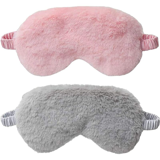 2 pieces of sleep mask, night mask, 20.5cm*9.5cm, Mask plush rabbit, with elastic strap, for girls, women, adults, children, sleeping, travel, nap