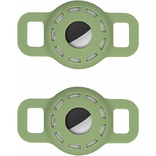 Silicone Pet Collar Case with hd High Transparency Protective Film, Adjustable Portable gps Finder Case for Dog Cat Collar 2 Pieces (2-Matcha Green)
