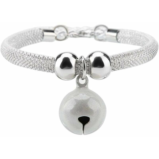 Bell Chain Dog Collar Adjustable Cat Collar with Bell (White) 1 Piece