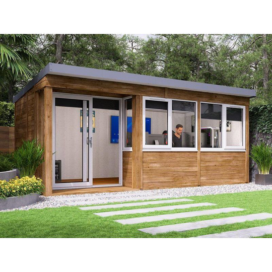 Dunster House Ltd. - Garden Office Helena Left 5.5m x 2.5m - Insulated Home Office Studio Pod Study Room Double Glazing Pressure Treated
