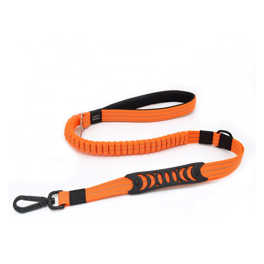 Betterlife Strong Dog Leash with Padded Handle Anti-Pull Rope Elastic Training Leash for Medium and Large Dogs in Heavy Pulling (110CM-150CM, Orange)