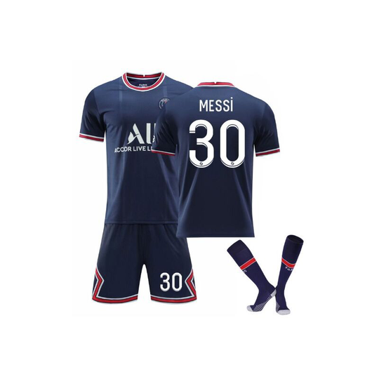 2122 Paris Home Jersey Paris Saint Germain Children's Soccer Shirt Training Shirt Set No. 30 Messi, 2XL