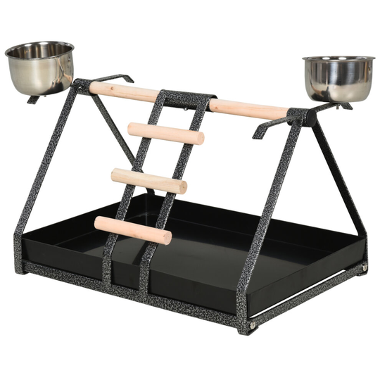 PawHut Portable Bird Stand Resting Stainless Steel Base Wood Perch