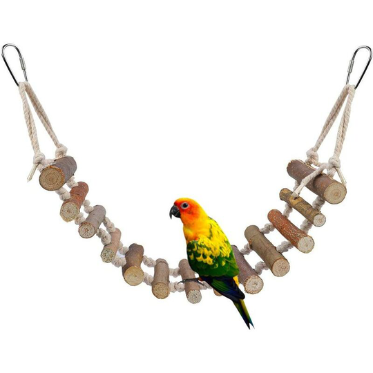 Mezheng - Bird Toy Wooden Ladder Wooden rope ladder with rope swing bridge, suitable for budgie pet training toys