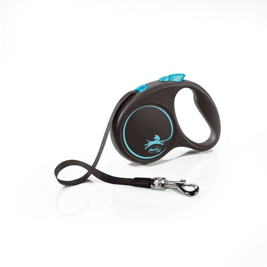 Small Retractable Dog Lead (5m) (Blue/Black) - Blue/Black - Flexi
