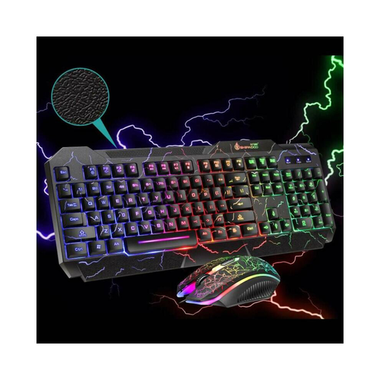 Wired LED Rainbow RGB Gaming Keyboard and Mouse Set Illuminated for PC Laptop