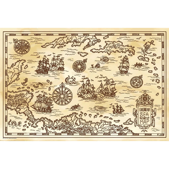 Sea Map Brown Desk Pad