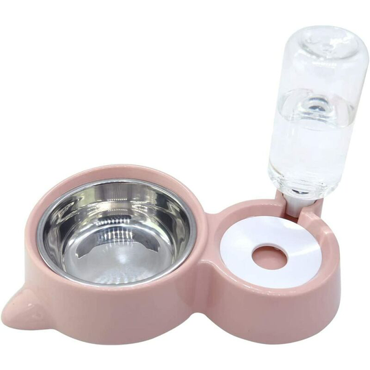 Cat Bowl Dog Bowls With Drinking Bottles 2 in 1 Removable Stainless Steel Bowl Automatic Pet Water Dispenser Small Medium Cat