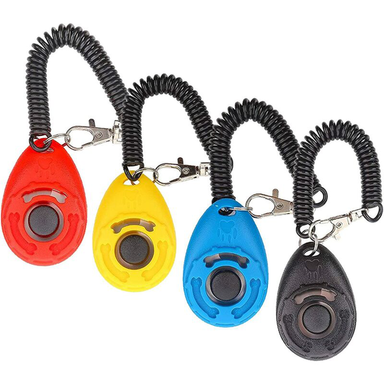 Dog clicker, [4 pcs, multicolored] dog dressage, training clicker with horse rack, cat and dog