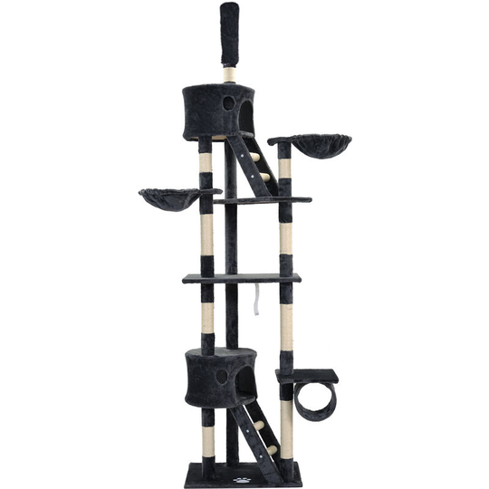 By dibea Cat tree with scratching post height-adjustable activity center 240-260 cm Dark gray - Kartokner