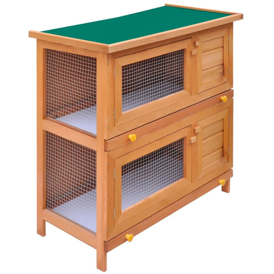 Asupermall - Outdoor Rabbit Hutch Small Animal House Pet Cage 4 Doors Wood