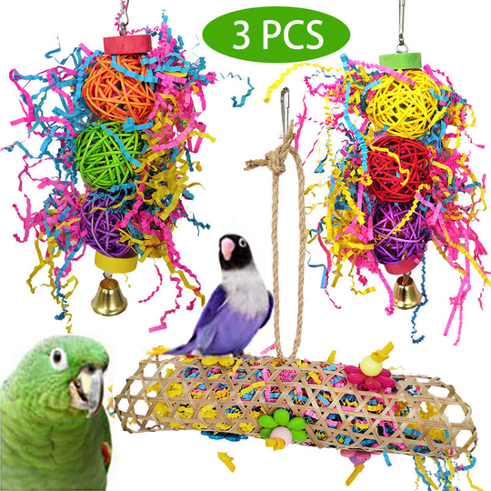 3 pieces chew toys for small parrot bird cage