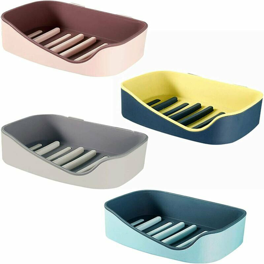 Pack Suction Cup Soap Dish with Drain Counter Top Bathroom Shower Kitchen Keeps Soap Dry, Blue, Yellow, Pink, Gray, No Drilling Soap Basket.