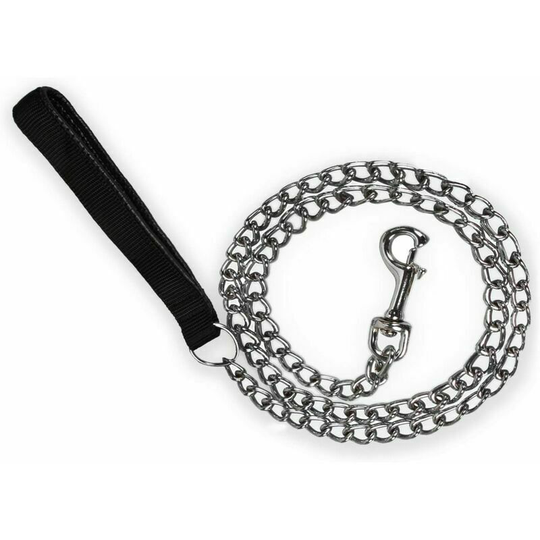 Classic Leashes Chain Dog Leash (120cm) Metal Dog Steel Leash Strong pu Leather Handle m